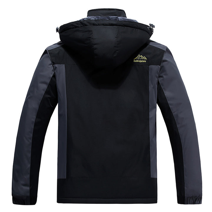 Herren isolierte Fleece-Layer Outdoorjacke mit abnehmbarer Kapuze und winddichter Außenhülle Drune