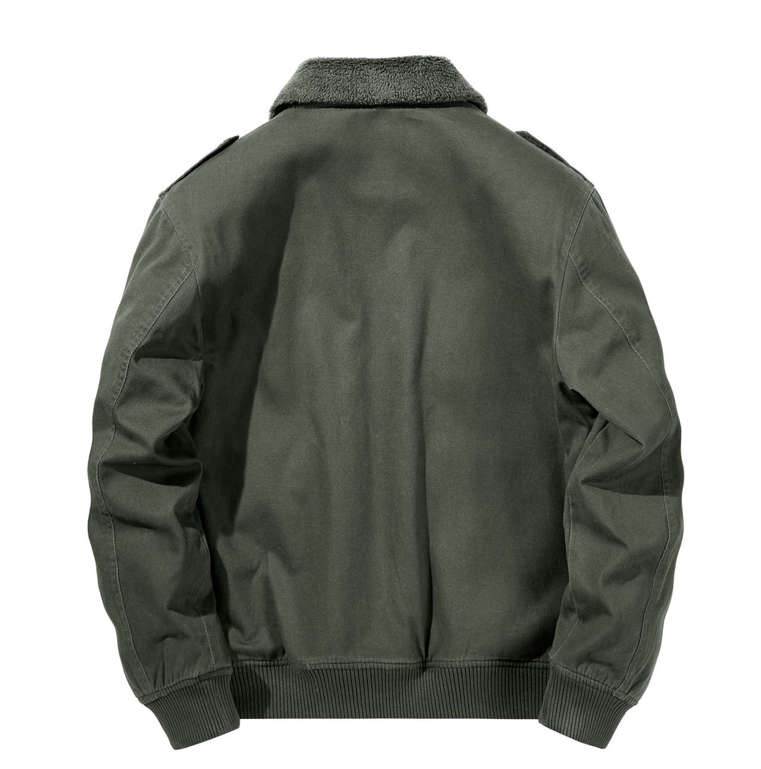 Herren Utility-Pilotenjacke mit Sherpa-Innenfutter Schulterklappen und aufgesetzten Taschen Drune