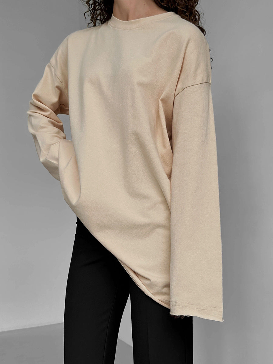 Damen Oversize Langarmshirt mit hohem Kragen Drune