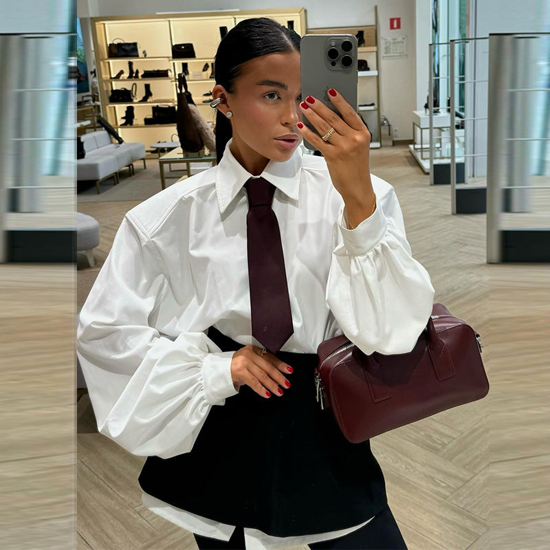 Damen Oversized Bluse mit voluminösen Ärmeln Drune
