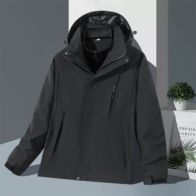 Herren winddichte Softshelljacke mit integriertem Microfleece-Innenlayer und verstellbarer Kapuze Drune