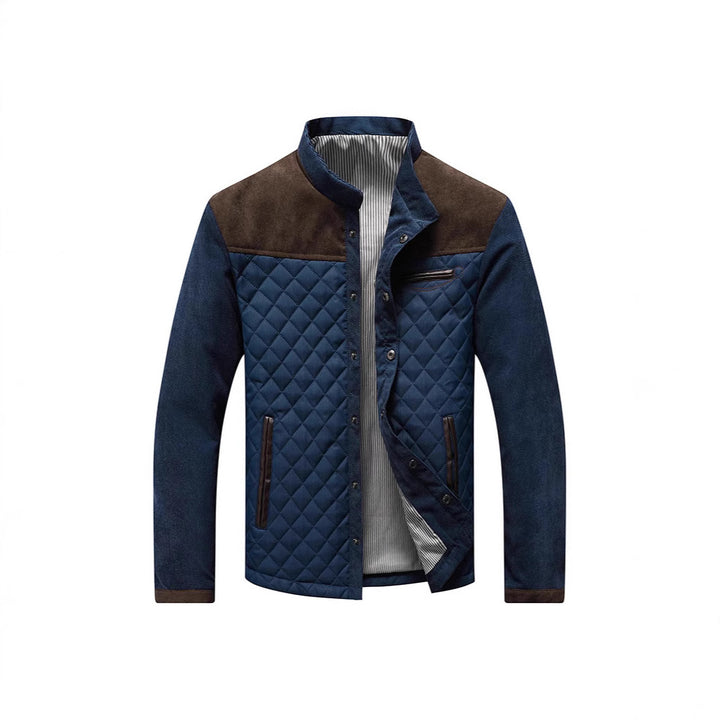 Herren Steppjacke mit Diamantsteppung, Kontrastbesatz und Stehkragen Drune