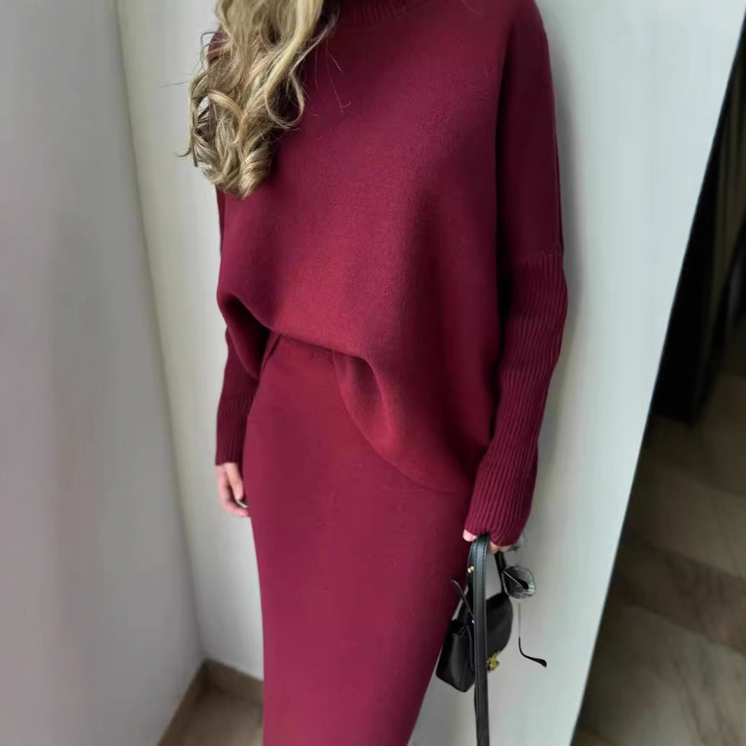 Femme Chic Strick Maxi Kleid Set Drune