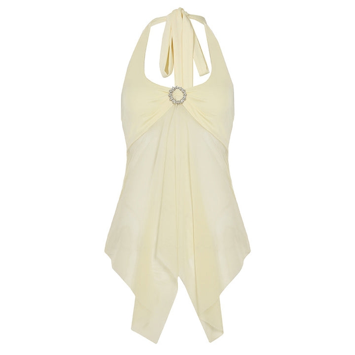 Damen Haltertop mit eleganter Drapierung und funkelndem Detail Drune