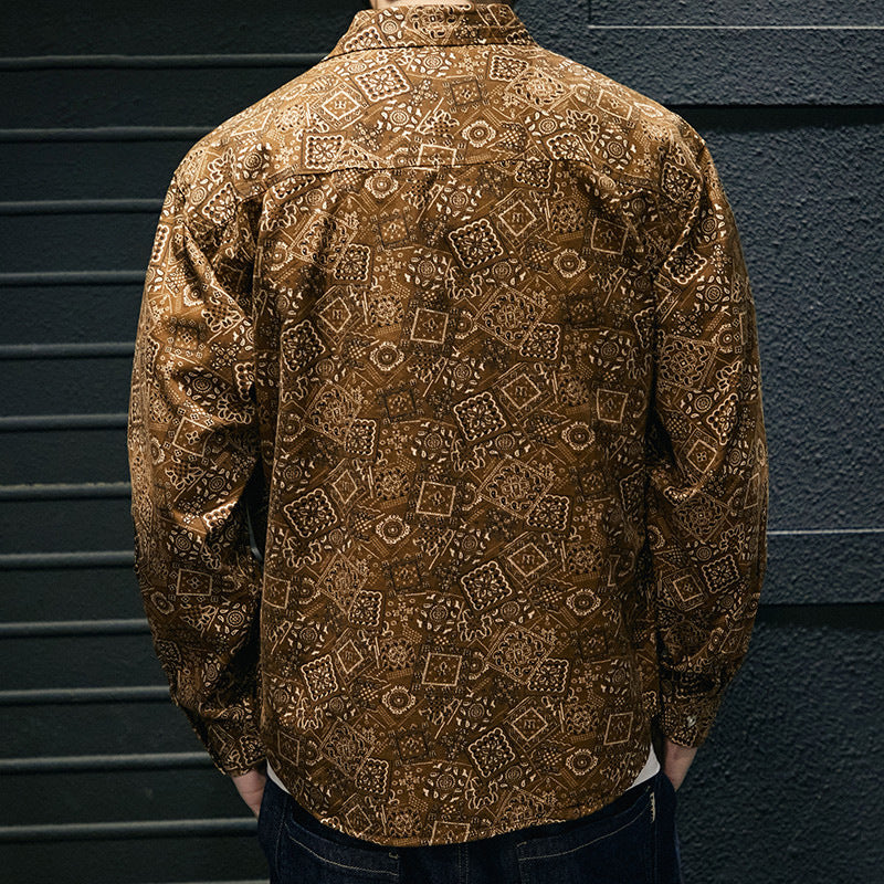 Herren Karierte Hemdjacke mit zwei Brusttaschen Drune