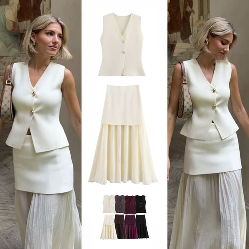 Damen Zweilagiger Chiffon-Maxirock mit glattem Hüftbesatz und A‑Linien‑Fall Drune