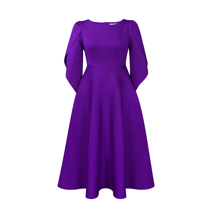 Damen Elegantes Abendkleid mit Handballenärmel und schwingendem Rock Drune