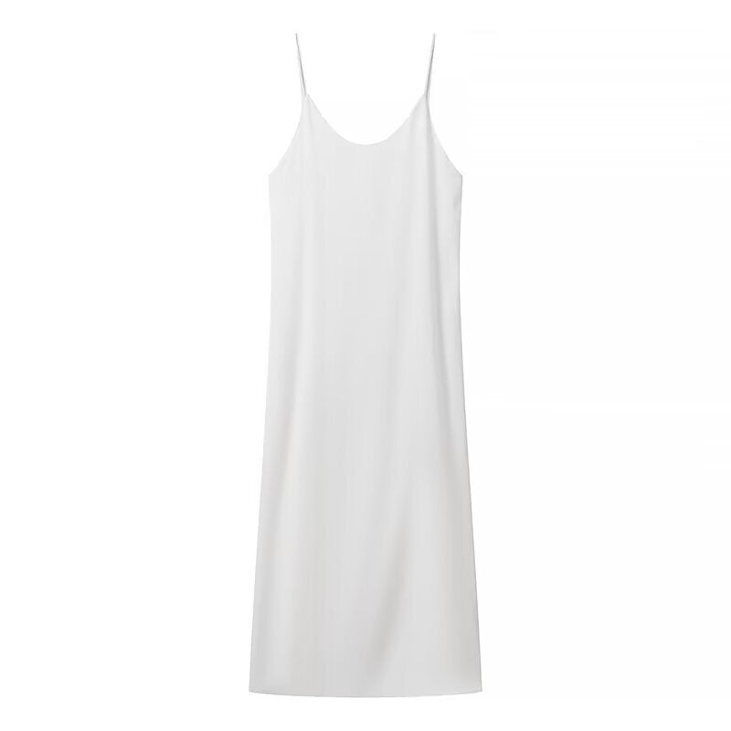 Damen Maxikleid mit seitlichem Schlitz und modernen Trägern Drune