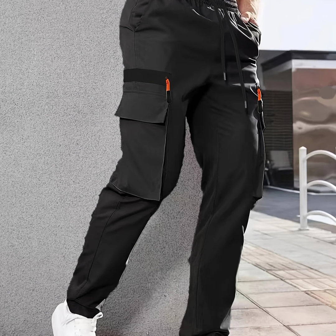 Herren Tapered Cargojogginghose mit elastischem Bund, Tunnelzug & Multifachtaschen Drune
