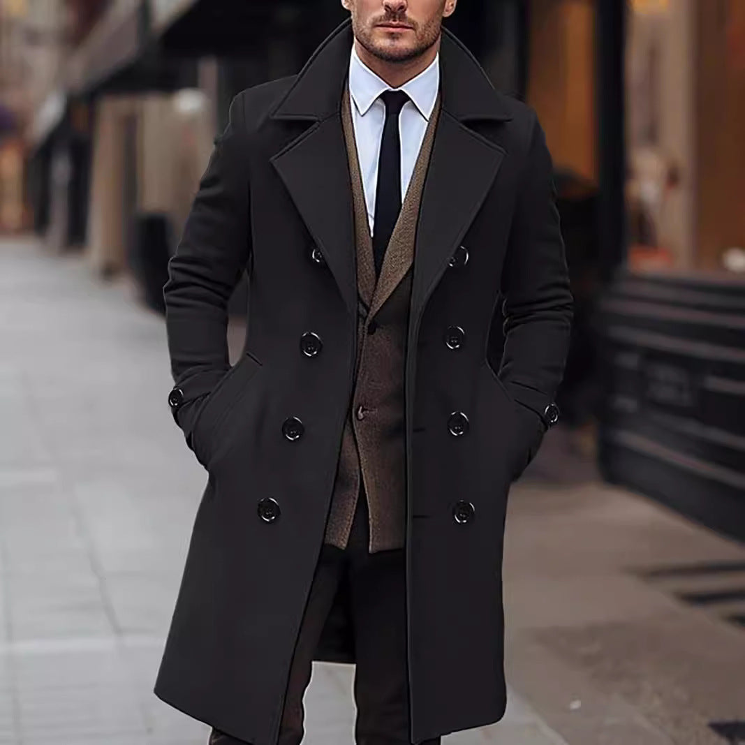 Herren doppelreihiger Wollmantel mit klassischem Schnitt und eleganten Details Drune