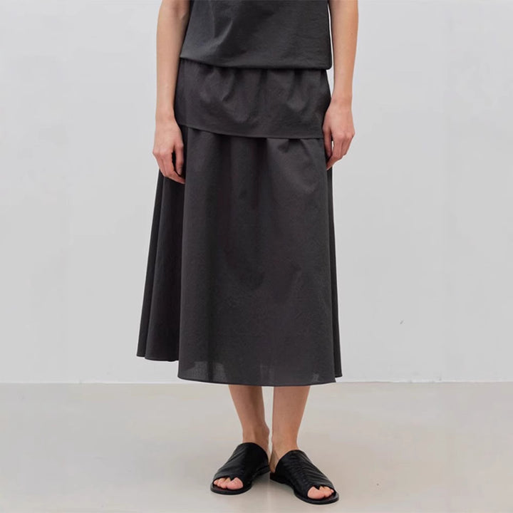 Damen eleganter Maxirock mit fließendem Schnitt und elastischem Bund Drune