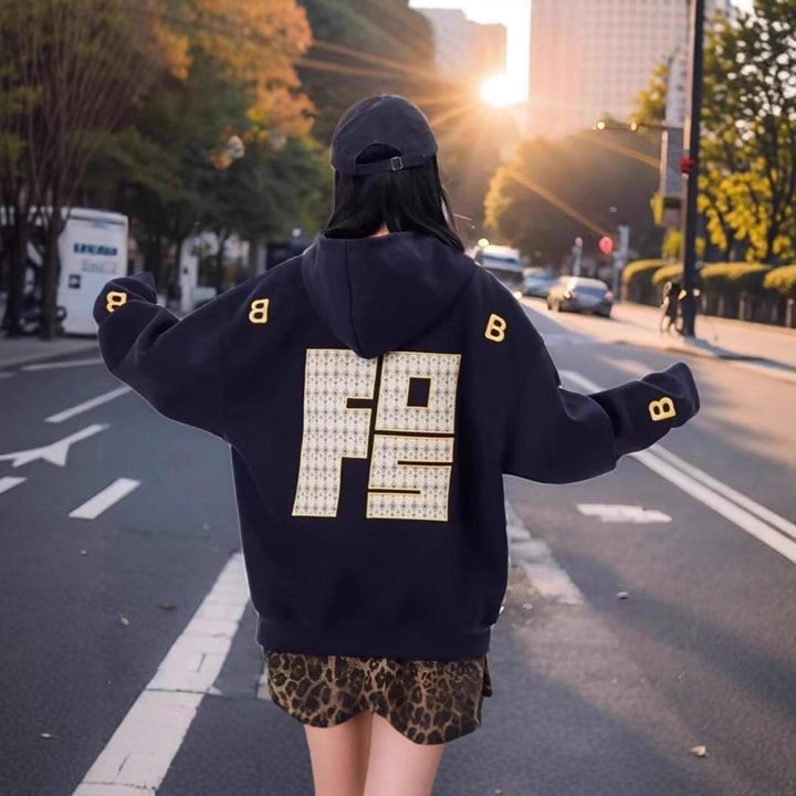 Unisex Urbaner Kapuzenpullover mit großem Druck Drune