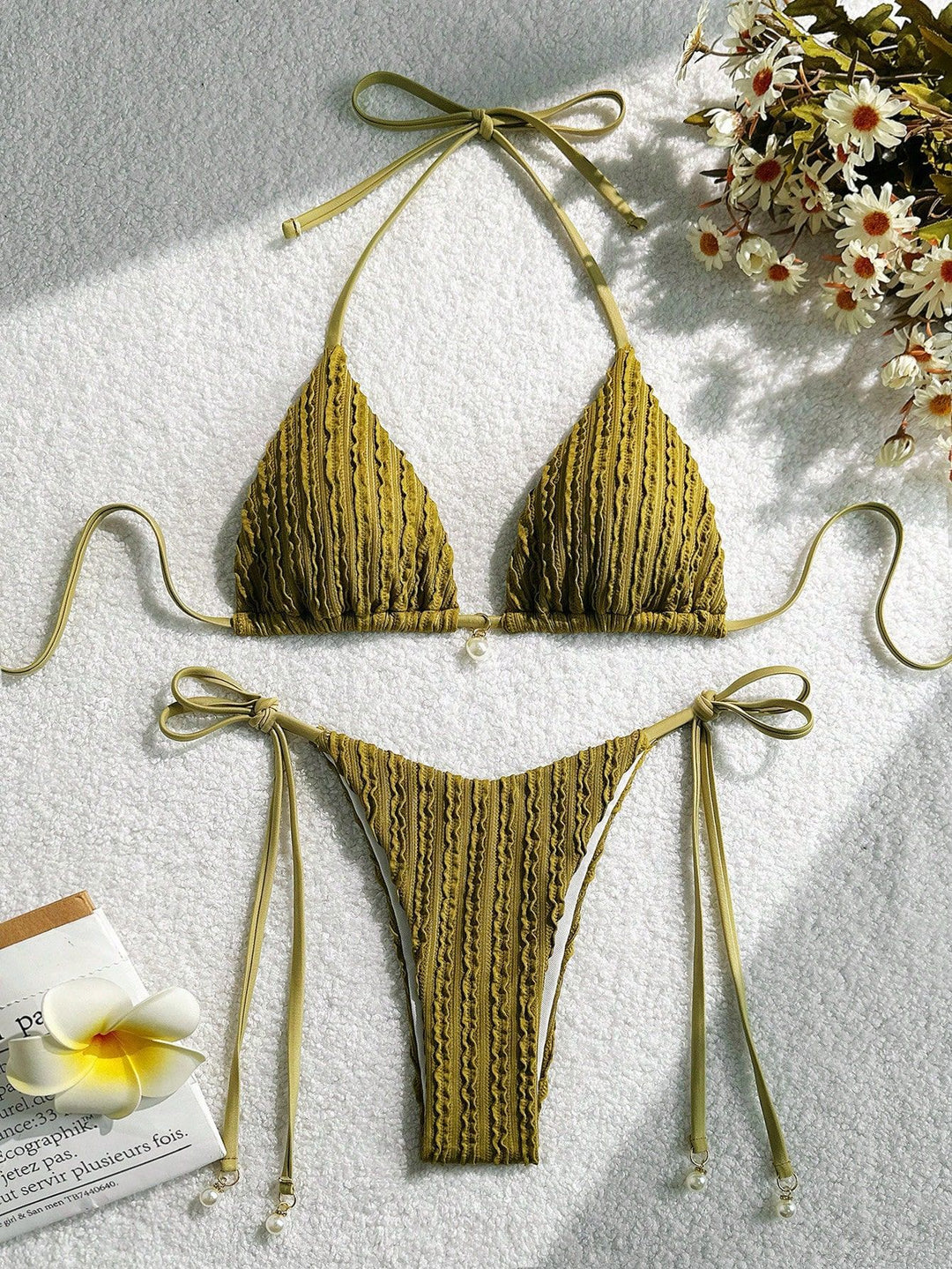 Damen Triangel-Bikini mit strukturierter Textur Drune