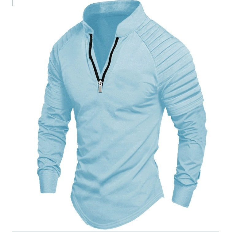 Herren Sportliches Langarmshirt mit Stehkragen und Reißverschluss Drune