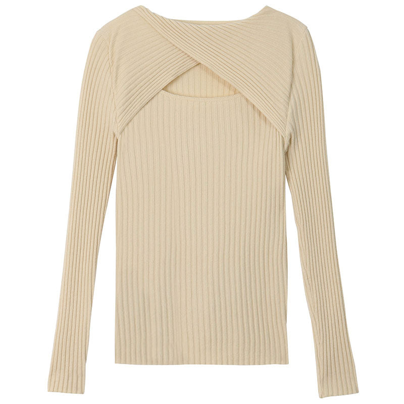 Damen Langarmshirt mit offener Schulterpartie und Rippstrickmuster Drune