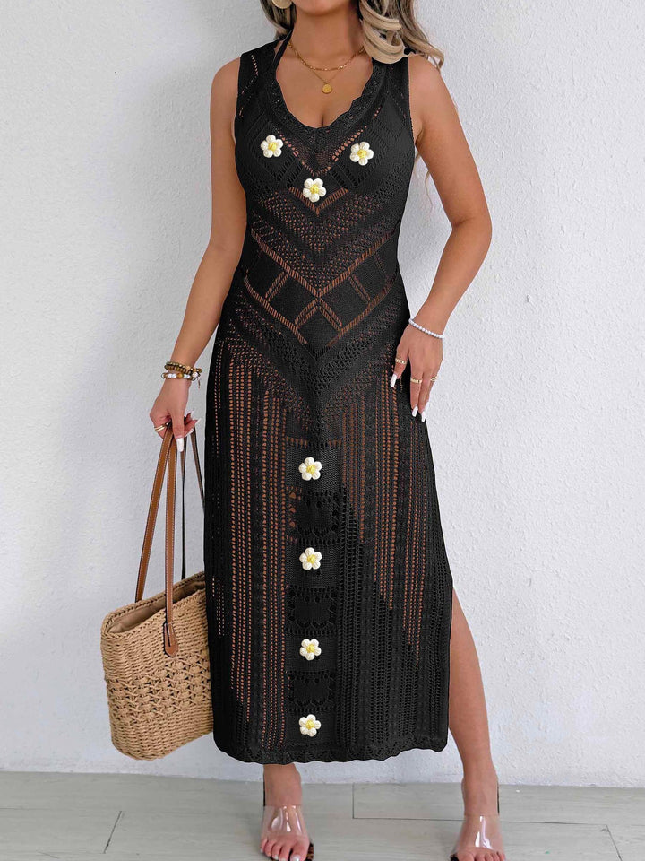 Damen Häkel-Kleid mit floralem Design Drune