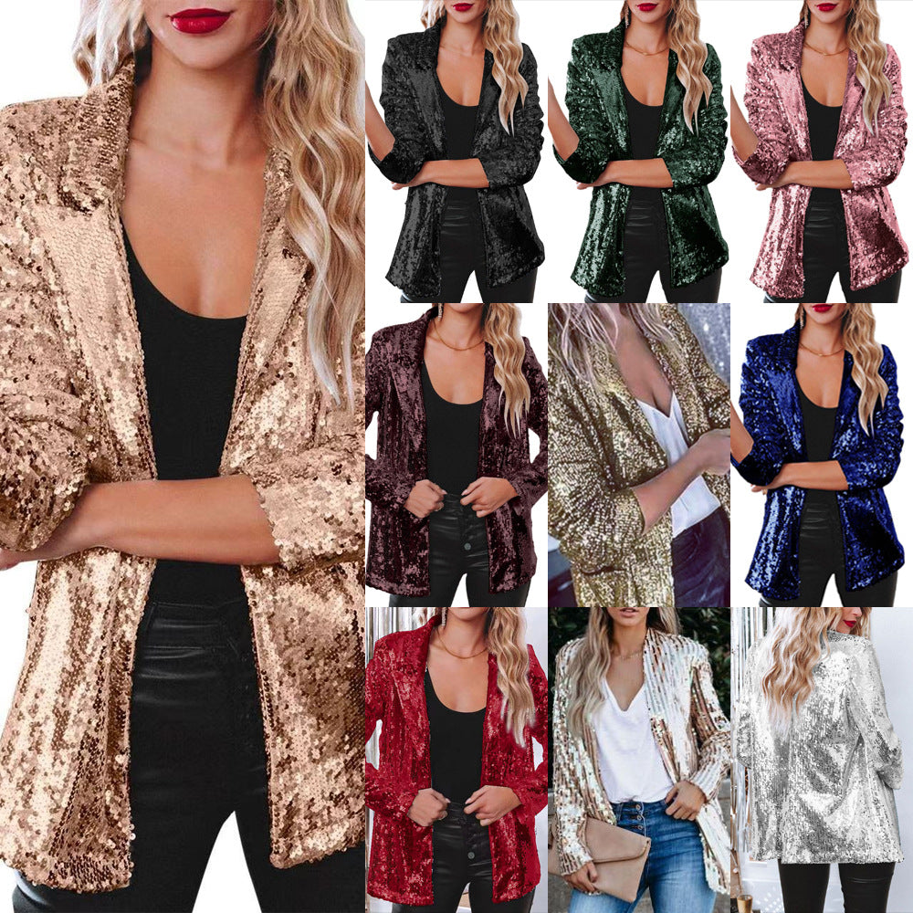Damen Paillettenjacke mit weitem Schnitt und eleganten Details Drune