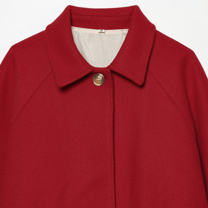Damen Kurze Wollmix-Capejacke mit Raglanärmeln und Umschlagmanschetten Drune