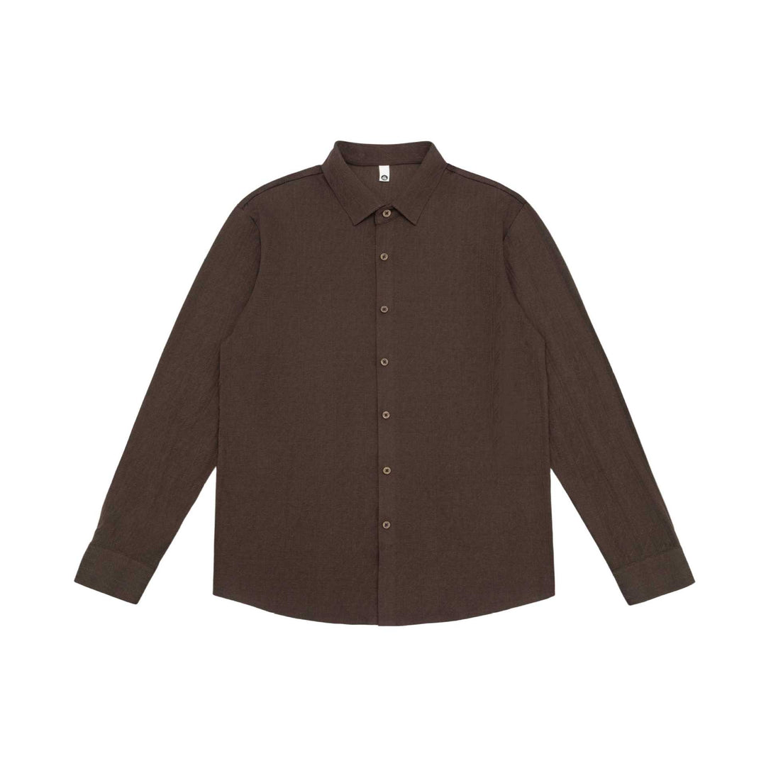 Herren Feines Baumwoll-Twill Hemdjacken‑Style mit Kentkragen und abgerundetem Saum Drune