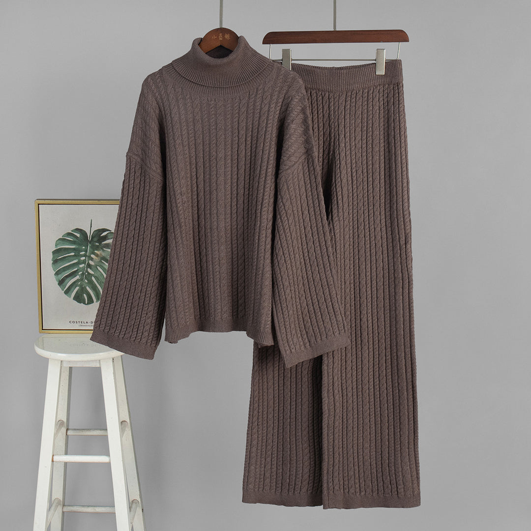 Damen Strickanzug mit hohem Kragen und weitem Schnitt Drune