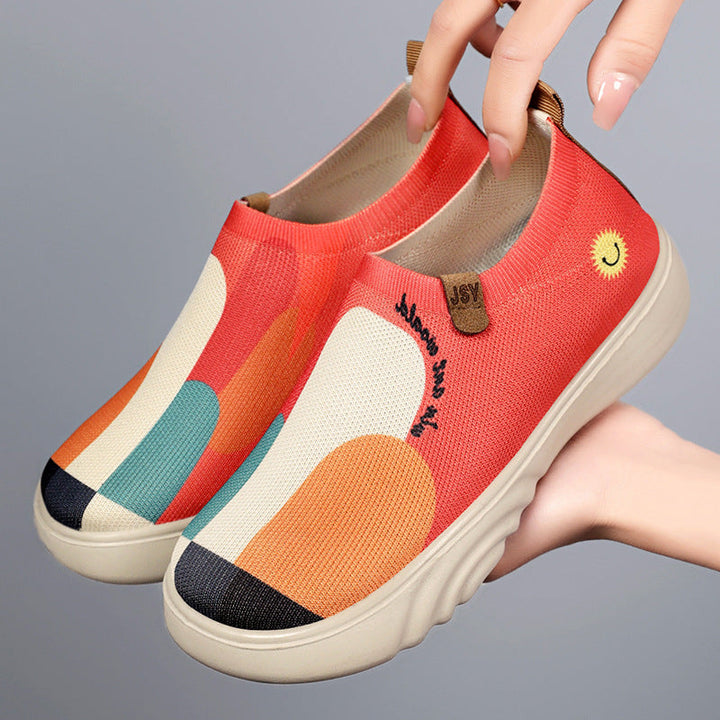 Damen Modische Slip-On Sneakers mit atmungsaktiver Netzkonstruktion und einzigartigem Design Drune