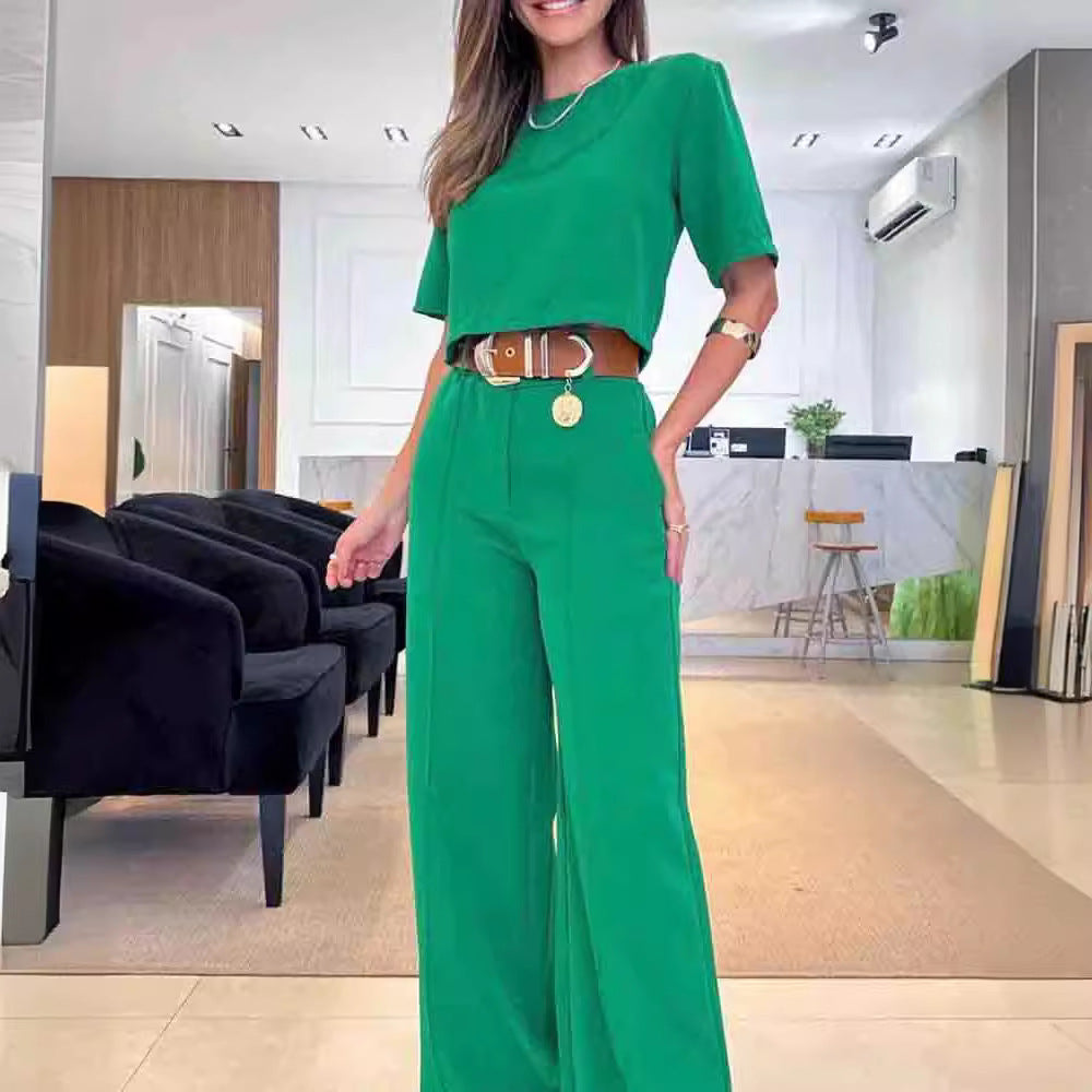 Damen Weit geschnittenes Ensemble aus Oberteil und Hose mit hohem Bund Drune
