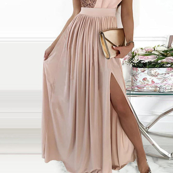 Damen Elegantes Abendkleid mit schimmerndem Oberteil und voluminösem Rock Drune