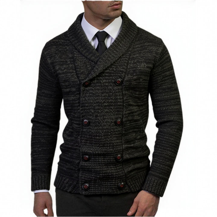 Herren nan Strickcardigan mit doppelreihiger Knopfleiste und Schalkragen Drune