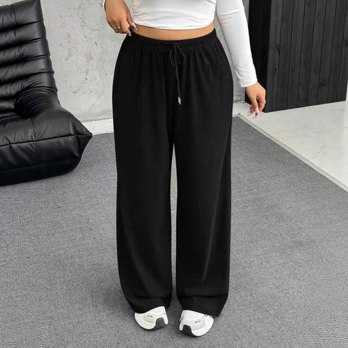 Damen nan weite Relaxhose mit hohem Bund elastischem Kordelzug und weitem Bein Drune