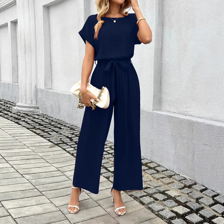 Damen Eleganter Jumpsuit mit Taillengürtel Drune