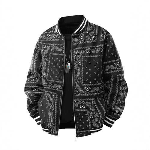 Herren Coole Bomberjacke mit Paisleymuster Drune