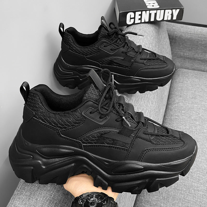 Damen Modische Plateau-Chunky-Sneaker mit strukturiertem Mesh-Overlayer und robuster Profilsohle Drune