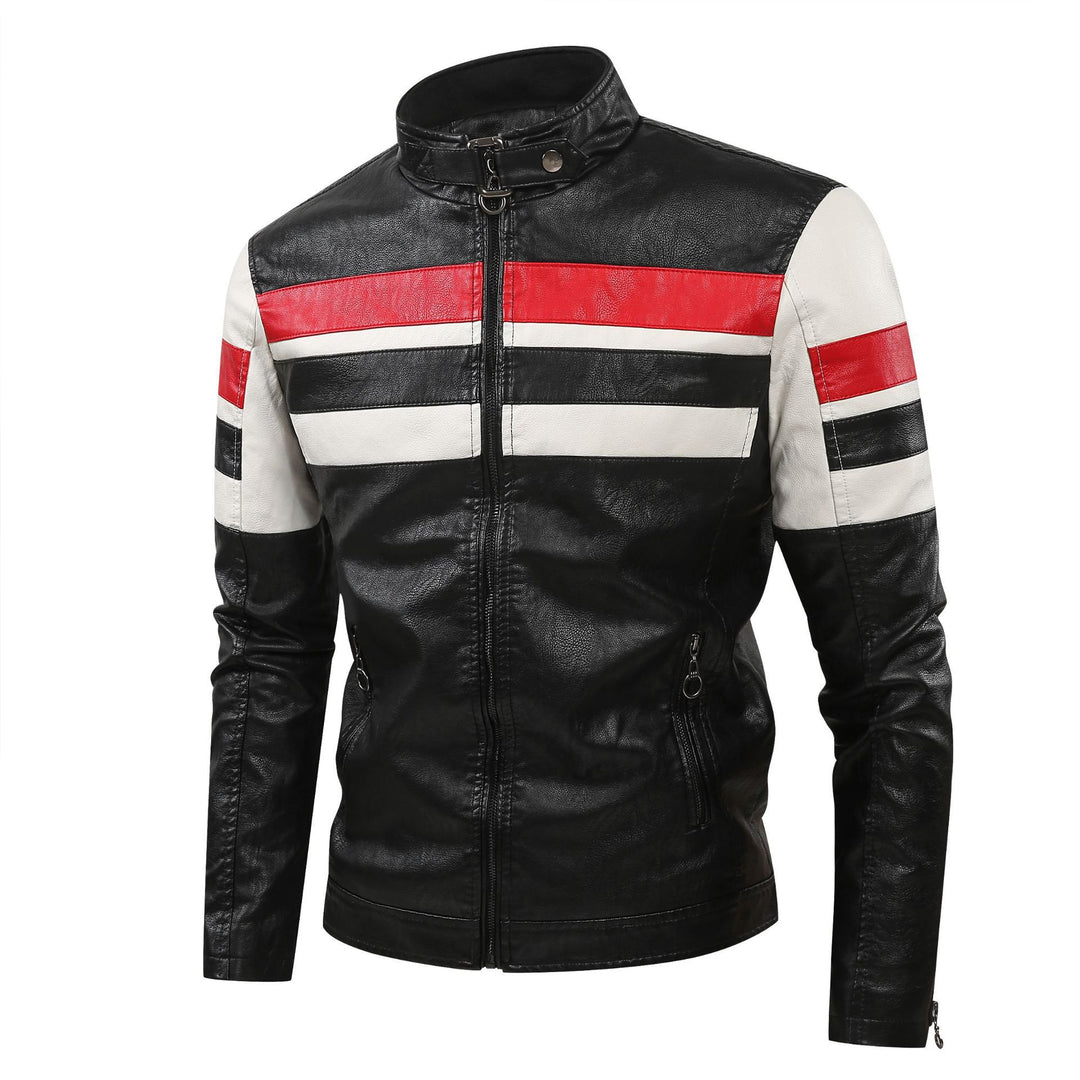 Herren Sportliche Kunstlederjacke mit Reißverschluss Drune