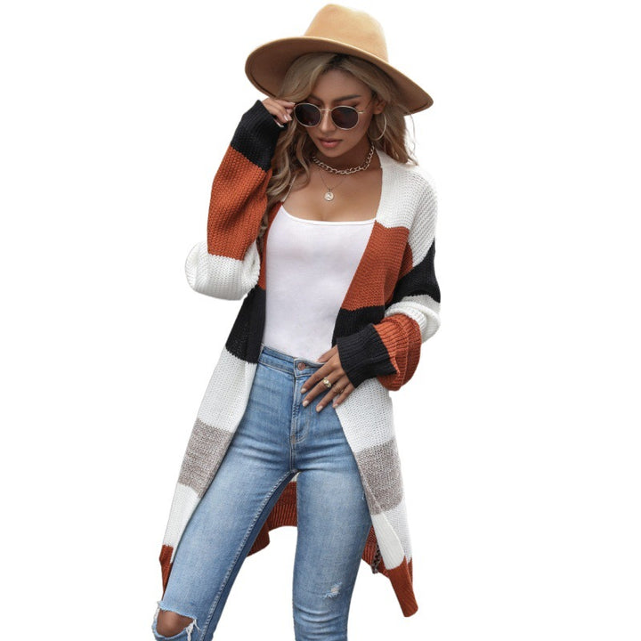 Damen Strickjacke mit blockfarbenen Streifen Drune