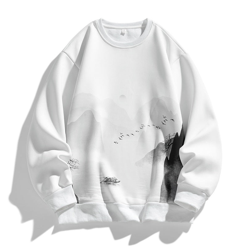 Unisex Oversize‑Sweatshirt mit Pinsel‑Print & geripptem Saum Drune