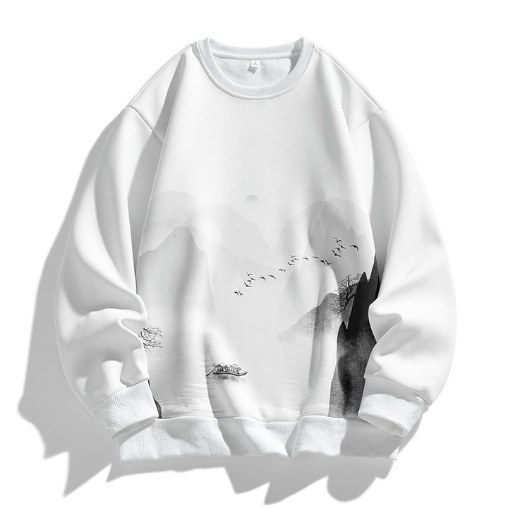 Unisex Oversize‑Sweatshirt mit Pinsel‑Print & geripptem Saum Drune