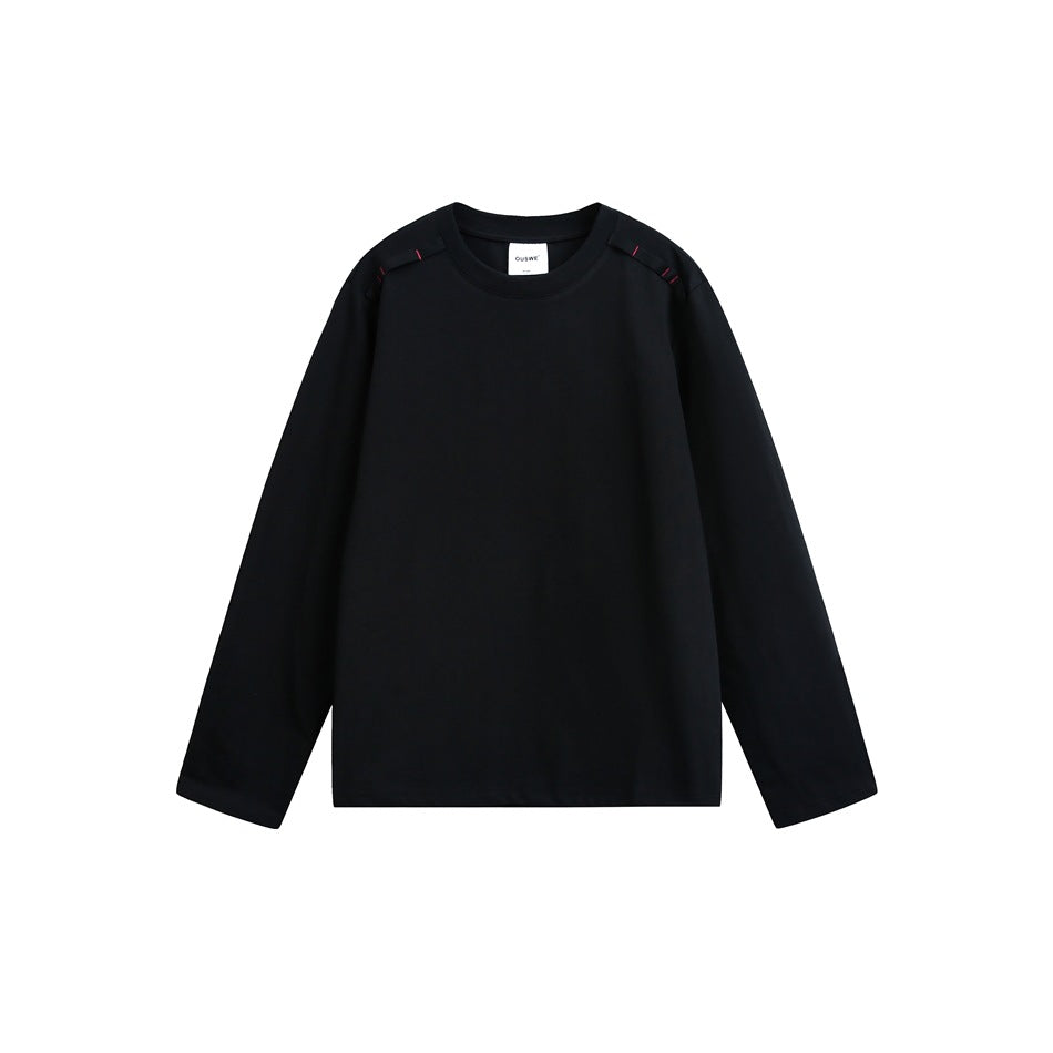 Unisex Langärmliges Oversize-T-Shirt mit Rundhals und dekorativem Schulterdetail Drune