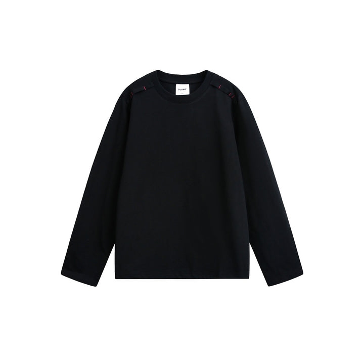 Unisex Langärmliges Oversize-T-Shirt mit Rundhals und dekorativem Schulterdetail Drune