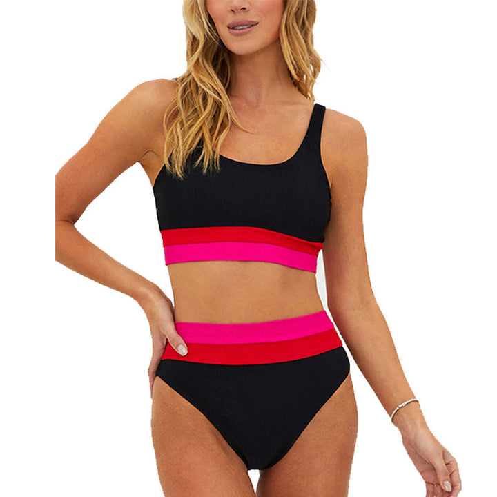 Damen Sportliches Bikini-Set mit komfortablem Crop-Top und hochgeschnittenem Höschen Drune