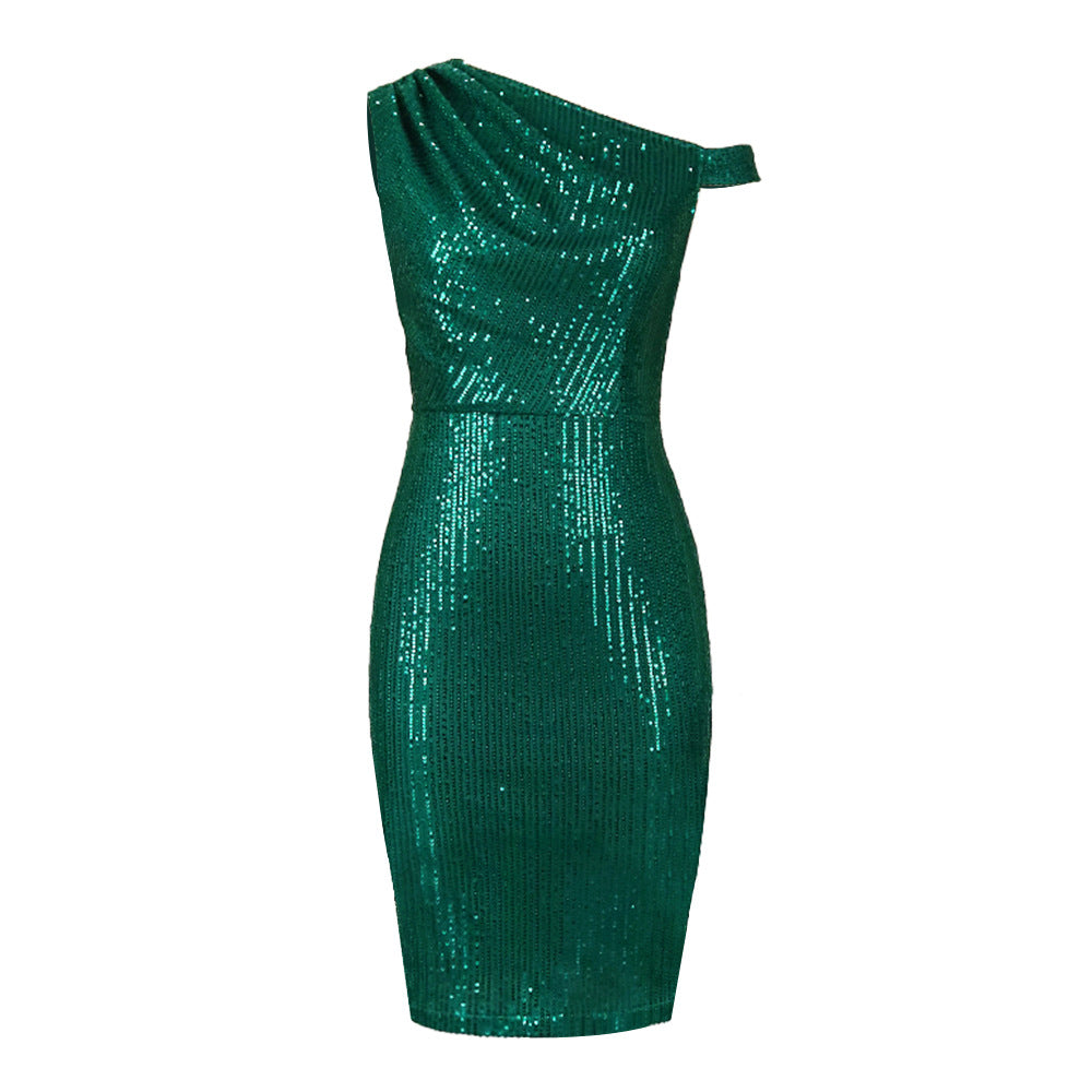 Damen Figurbetontes Cocktailkleid mit asymmetrischem Ausschnitt Drune