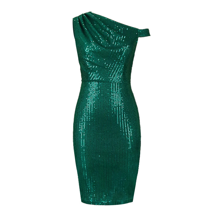 Damen Figurbetontes Cocktailkleid mit asymmetrischem Ausschnitt Drune