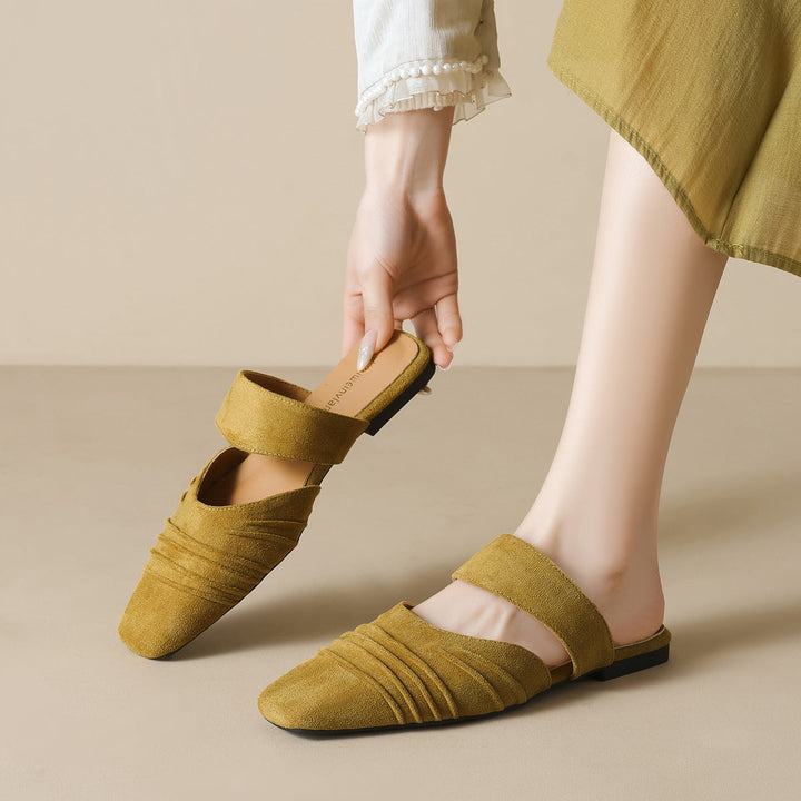 Damen Mokassin-Sandalen mit eleganten Riemen und stylischem Faltendesign Drune