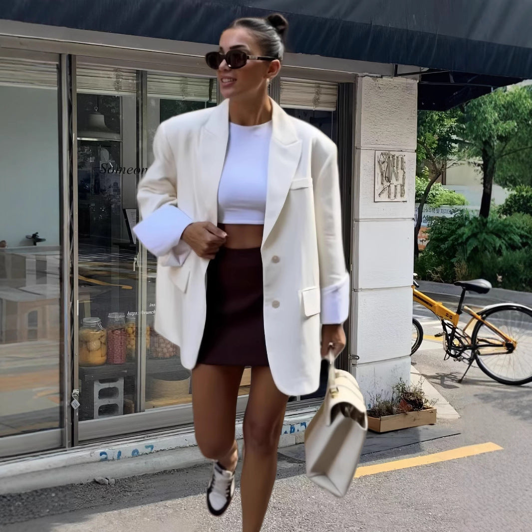 Damen Elegante Oversized-Blazerjacke mit praktischen Taschen Drune