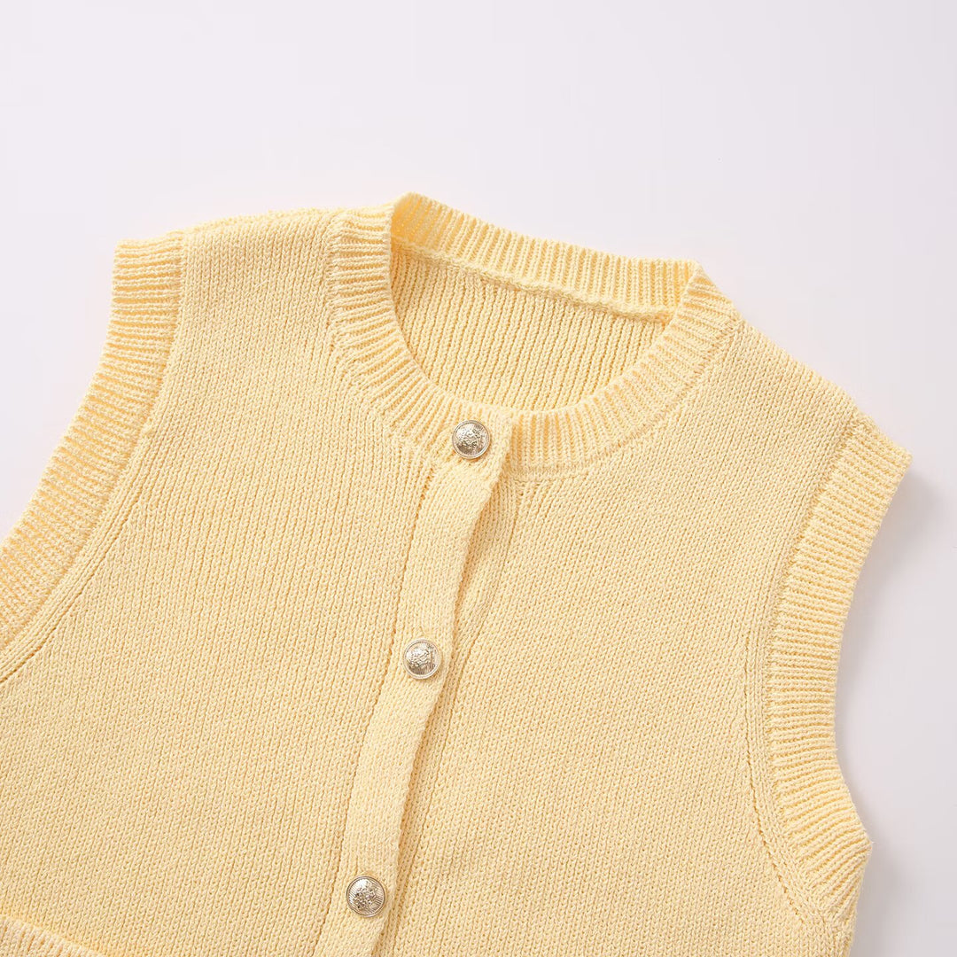 Damen Strickjacke ohne Ärmel mit Knopfdetails und praktischen Taschen Drune