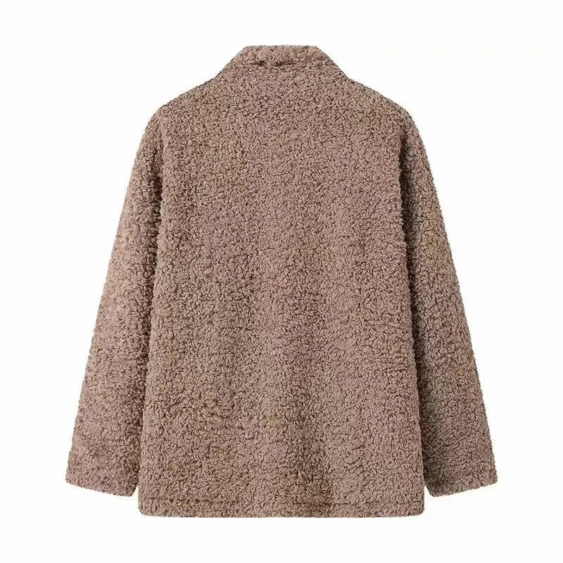 Damen nan kastige Teddyjacke mit Stehkragen, Druckknopfleiste und wärmender Microfleece-Qualität Drune