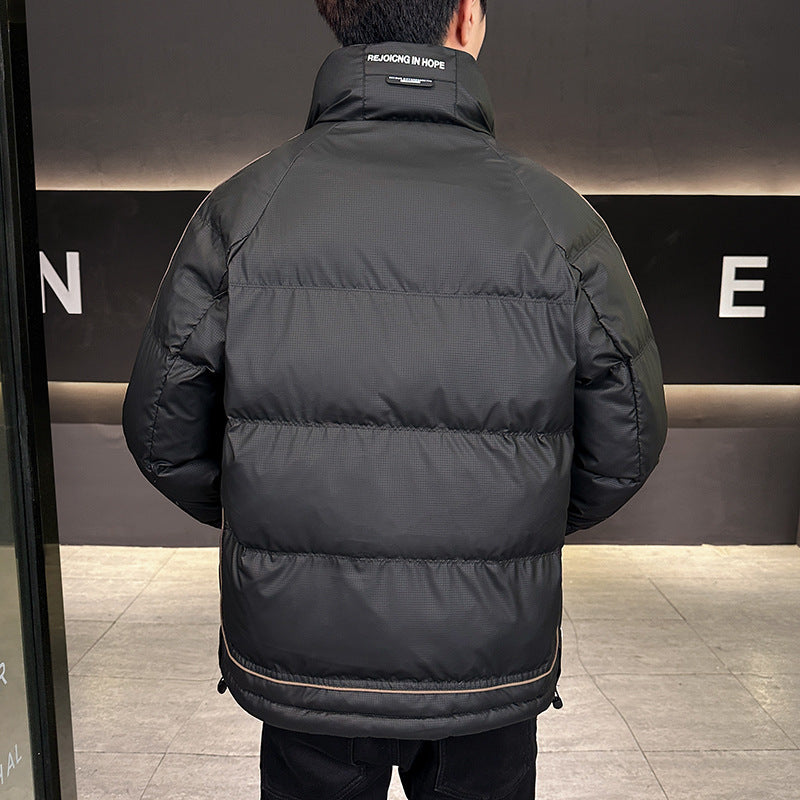 Herren Wattierte Steppjacke mit hohem Kragen, Druckknopfblende & kontrastierendem Seitenstreifen Drune