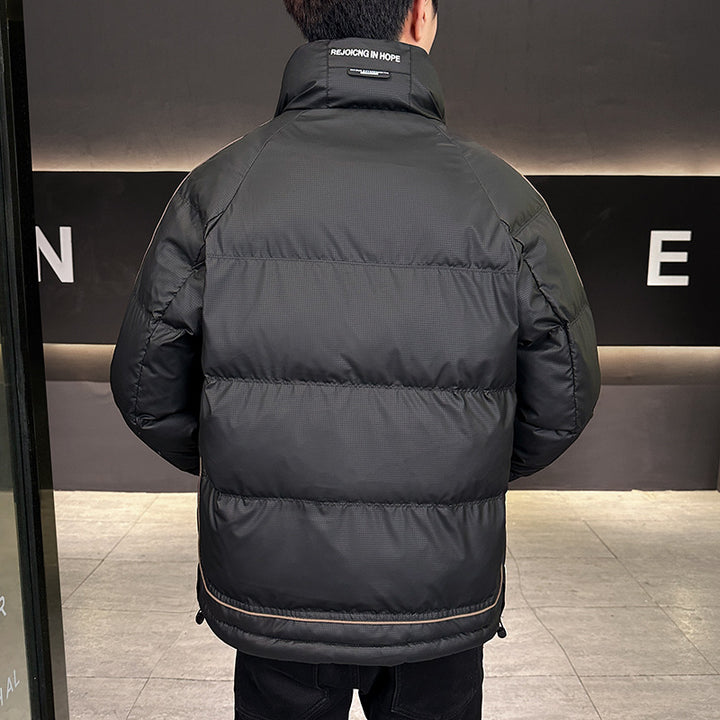 Herren Wattierte Steppjacke mit hohem Kragen, Druckknopfblende & kontrastierendem Seitenstreifen Drune