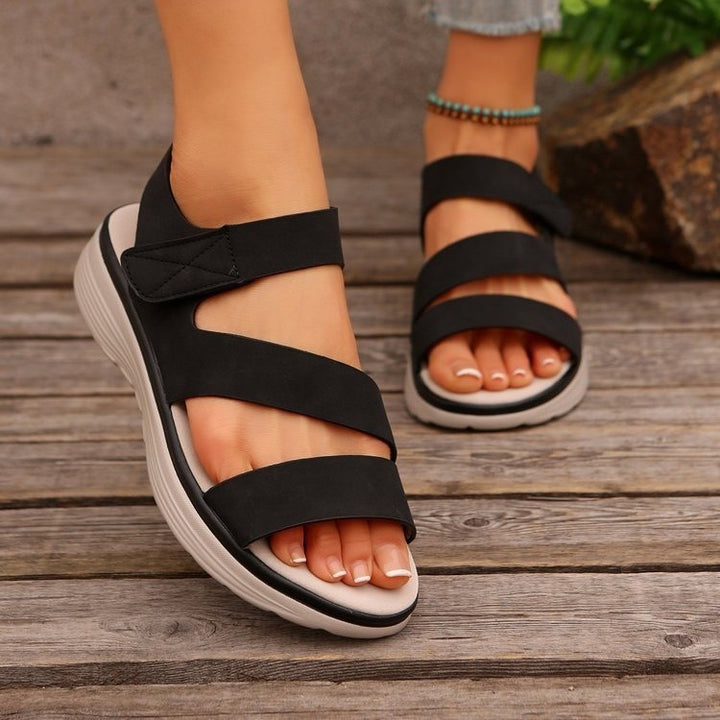 Damen Komfort-Sandalen mit verstellbaren Klettbandagen und ergonomischer Dämpfung Drune