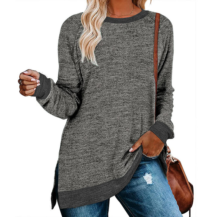 Damen lässiges Oversized Langarmshirt mit abgesetztem Saum Drune