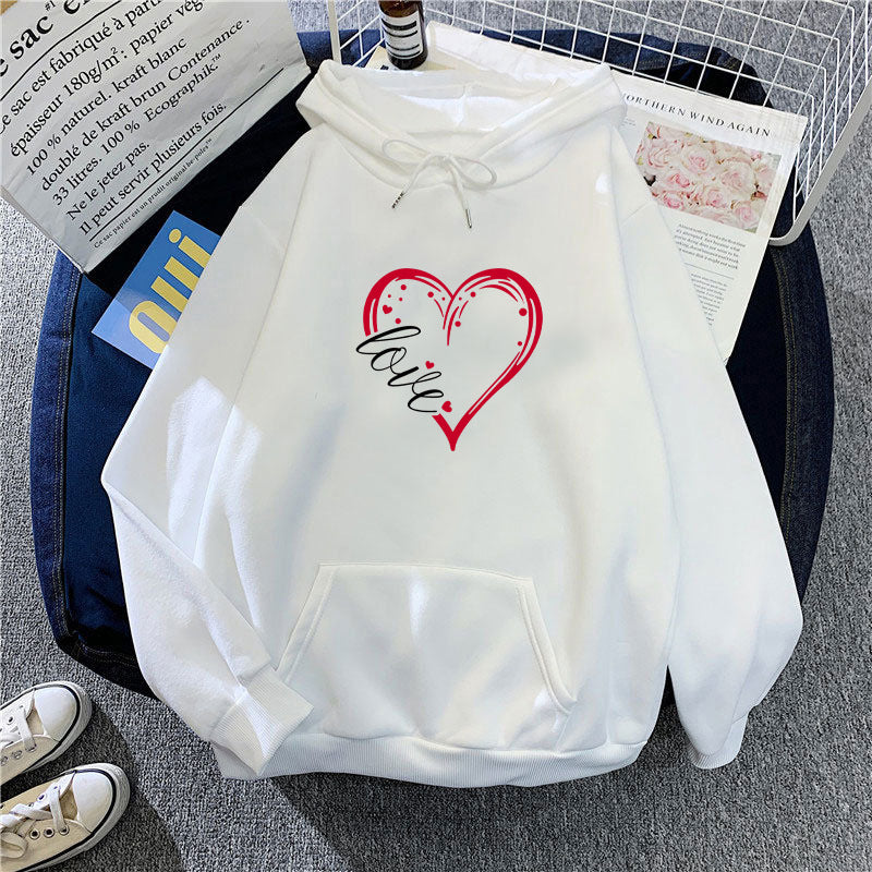 Damen Kapuzenpullover mit romantischem Herz-Design und hochwertigem Fleece Drune
